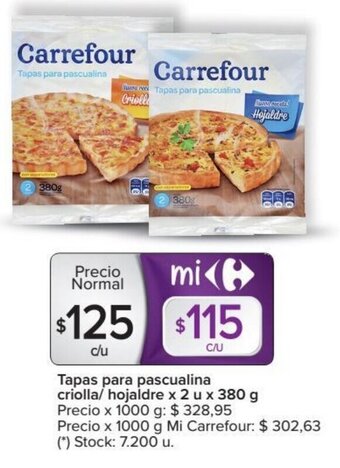 Carrefour Carrefour Tapas para pascualina criolla/hojaldre x 2 u x 380 g oferta