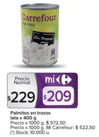 Carrefour Carrefour Palmitos en trozos lata x 400 g oferta