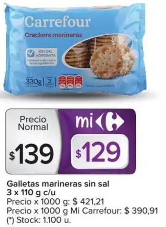 Carrefour Carrefour Galletas marineras sin sal 3 x110 g c/u oferta