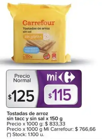 Carrefour Carrefour Tostadas de arroz sin tacc y sin sal x 150 g oferta