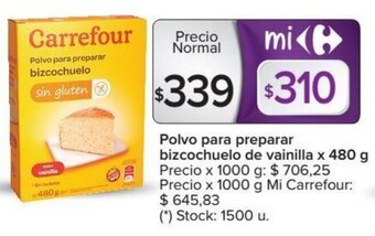 Carrefour Carrefour Polvo para preparar bizcochuelo de vainilla x 480 g oferta