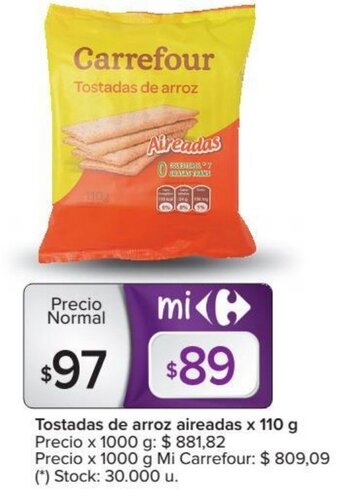 Carrefour Carrefour Tostadas de arroz aireadas x 110 g oferta
