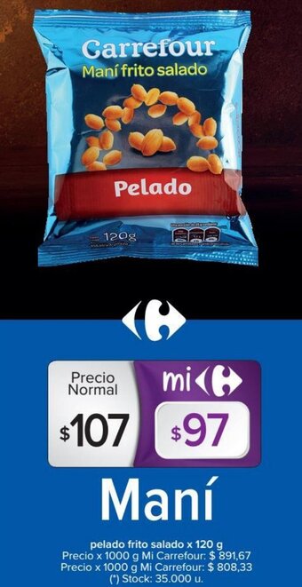 Carrefour Carrefour Maní pelado frito salado x 120 g oferta