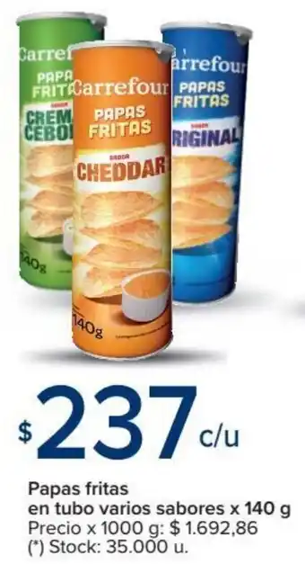Carrefour Carrefour Papas fritas en tubo varios sabores x 140 g oferta