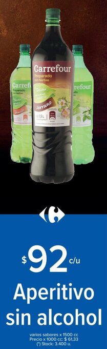 Carrefour Carrefour Aperitivo sin alcohol varios sabores x 1500 cc oferta