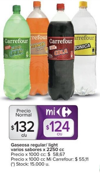 Carrefour Carrefour Gaseosa regular/light varios sabores x 2250 cc oferta