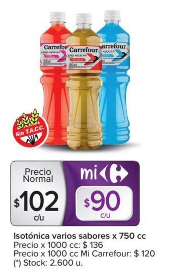 Carrefour Carrefour Isotónica varios sabores x 750 cc oferta
