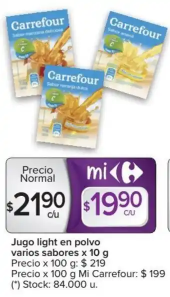 Carrefour Carrefour Jugo light en polvo varios sabores x 10 g oferta