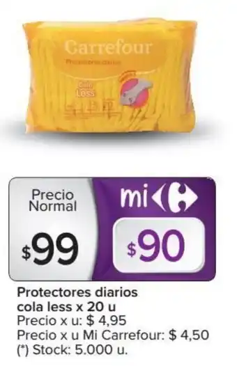 Carrefour Carrefour protectores diarios cola less x 20 u oferta