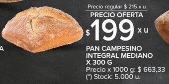 Carrefour Pan Campesino Integral Mediano x 300g oferta