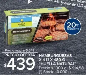 Carrefour Huella Natural Hamburguesas x 4 u x 480 g oferta