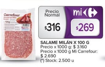 Carrefour Carrefour Salame Milán x 100 g oferta