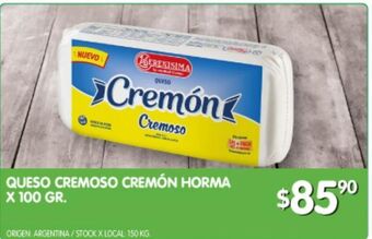Jumbo Queso cremoso cremón horma x 100g oferta