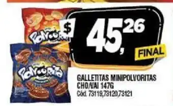 Supermercados Yaguar Galletitas Minipolvoritas Cho/Vai 147g oferta