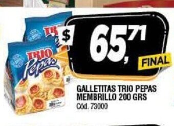 Supermercados Yaguar Galletitas Trio Pepas Membrillo 200grs oferta