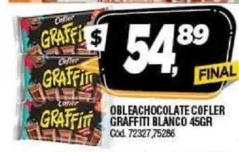 Supermercados Yaguar Oblea Chocolate Cofler Graffiti Blanco 45gr oferta