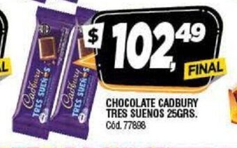 Supermercados Yaguar Cadbury Chocolate Tres Suenos 25grs. oferta