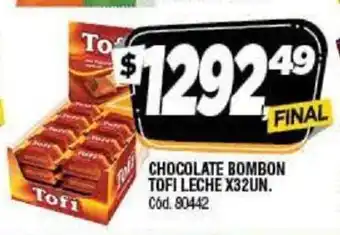 Supermercados Yaguar TOFI Chocolate Bombon Leche x 32 Un. oferta