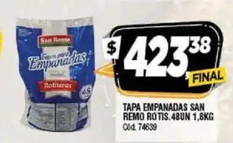 Supermercados Yaguar Tapa Empanadas San Remo Rotis, 48 Un 1,8 kg oferta