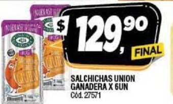 Supermercados Yaguar Salchichas Union Ganadera x 6Un oferta