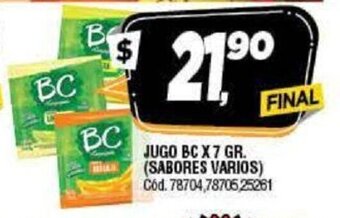 Supermercados Yaguar Jugo BC x 7 Gr (Sabores Varios) oferta