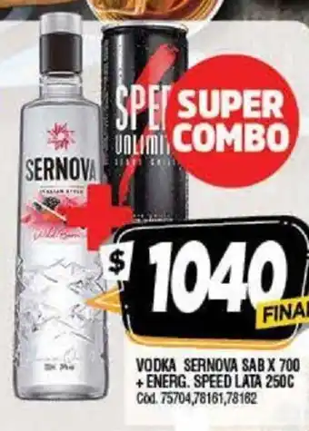 Supermercados Yaguar Vodka Sernova Sab x 700 + Energ. Speed Lata 250c oferta