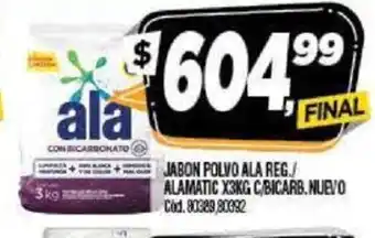 Supermercados Yaguar Jabon Polvo Ala Reg./Alamatic x3kg C/Bicares.Nuevo oferta