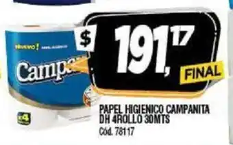 Supermercados Yaguar Campanita Papel Higienico dH 4 Rollo 30 Mts oferta