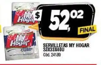 Supermercados Yaguar My Hogar Servilletas 33x33x40U oferta