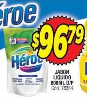 Supermercados Yaguar Héroe Jabon Liquido D/P 800 ml oferta