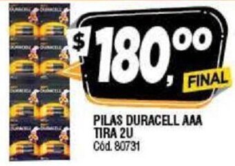 Supermercados Yaguar Pilas Duracell AAA Tira 2u oferta