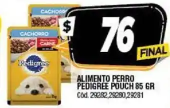 Supermercados Yaguar Pedigree Alimento Perro Pouch 85 gr oferta