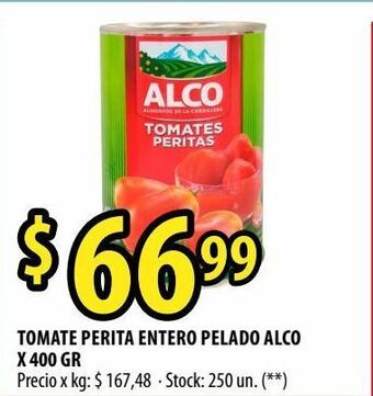 Punto Mayorista Tomate perita entero pelado alco x 400 gr oferta