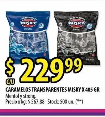 Punto Mayorista Caramelos transparentes misky x 405 gr oferta