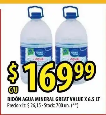 Punto Mayorista Bidón agua mineral great value x 6.5 lt oferta