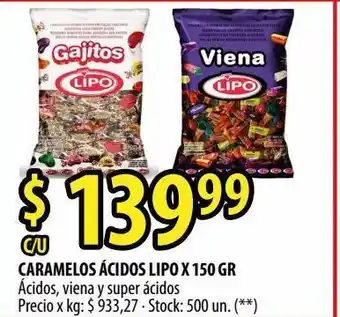 Punto Mayorista Caramelos ácidos lipo x 150 gr oferta