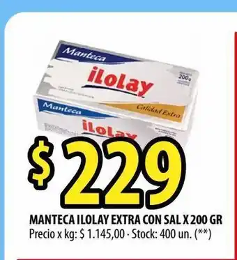 Punto Mayorista Manteca ilolay extra con sal x 200 gr oferta
