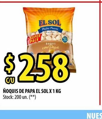 Punto Mayorista Ñoquis de papa el sol x 1 kg oferta