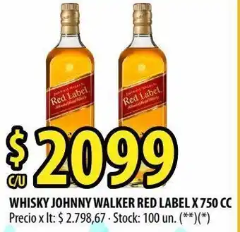 Punto Mayorista Whisky johnny walker red label x 750 cc oferta