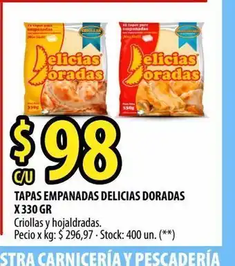 Punto Mayorista Tapas empanadas delicias doradas x 330 gr oferta