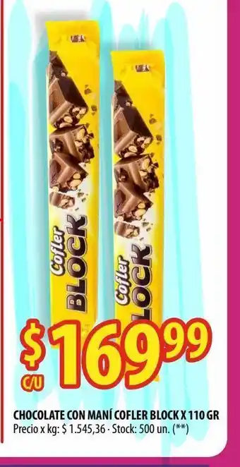 Punto Mayorista Chocolate con maní cofler block x 110 gr oferta