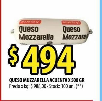 Punto Mayorista Queso muzzarella acuenta x 500 gr oferta