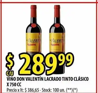 Punto Mayorista Vino don valentín lacrado tinto clásico x 750 cc oferta