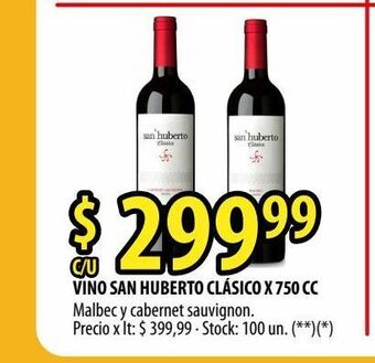 Punto Mayorista Vino san huberto clásico x 750 cc oferta