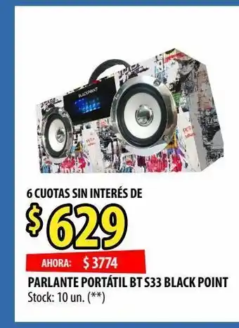 Punto Mayorista Parlante portátil bt s33 black point oferta