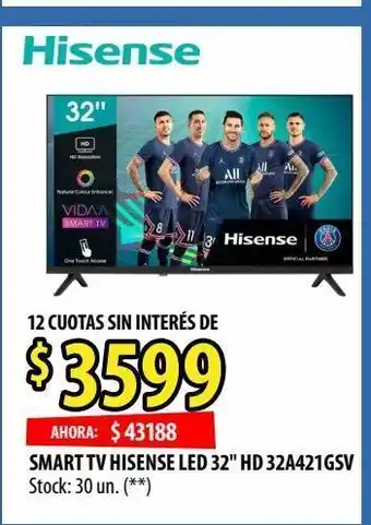 Punto Mayorista Smart tv hisense led 32" hd 32a421gsv oferta