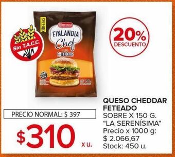 Carrefour Maxi Queso cheddar la serenísima x 150g oferta