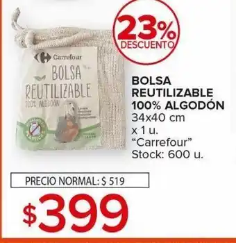 Carrefour Maxi Bolsa reutilizable 100% algodón oferta