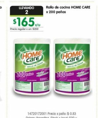 Jumbo Rollo de cocina home care x 200 paños oferta