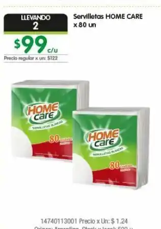 Jumbo Servilletas home care x 80 un oferta